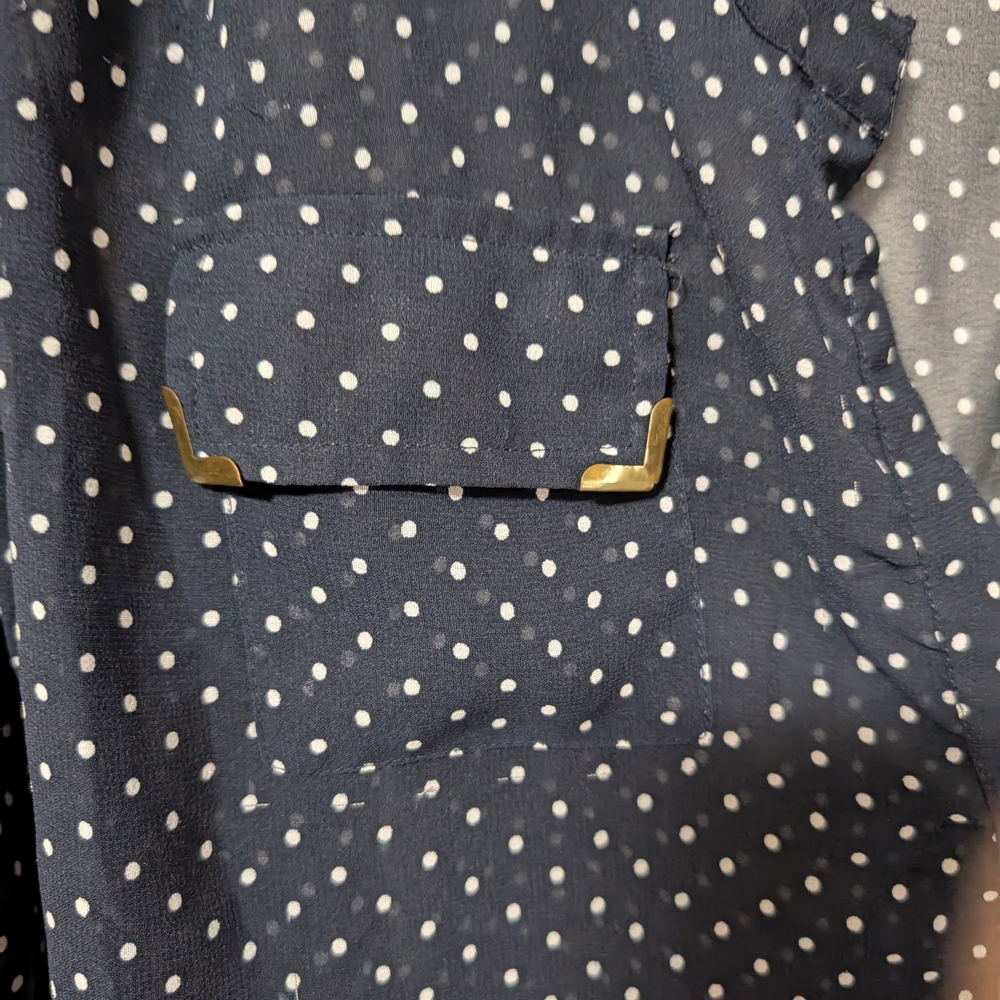 Polka Dot Navy Blouse - Picture 5 of 9